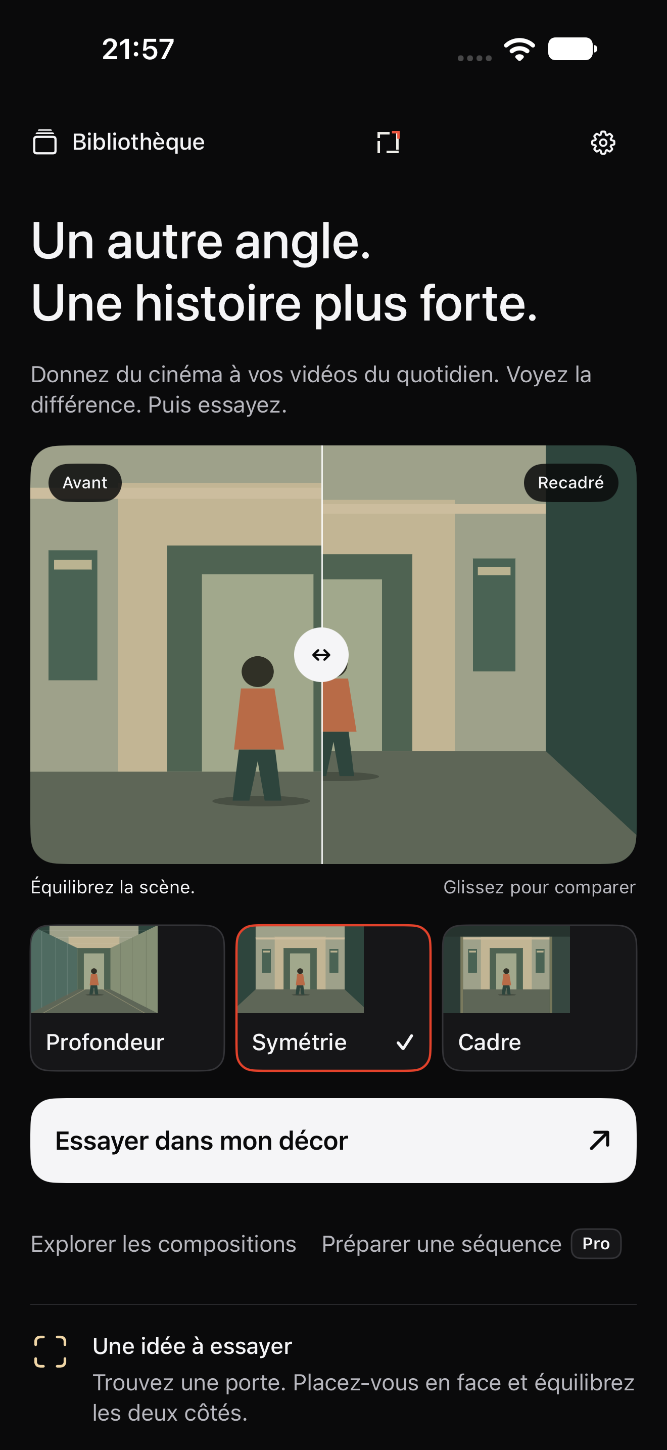 Accueil Adunor en français : comparaison de cadrages et trois compositions au choix.