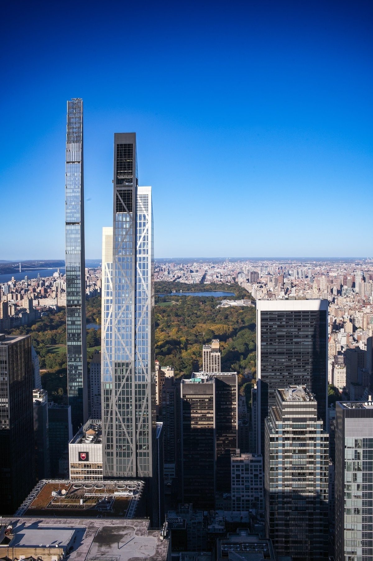 Two Midtown towers in front of Central Park, seen from Top of the Rock